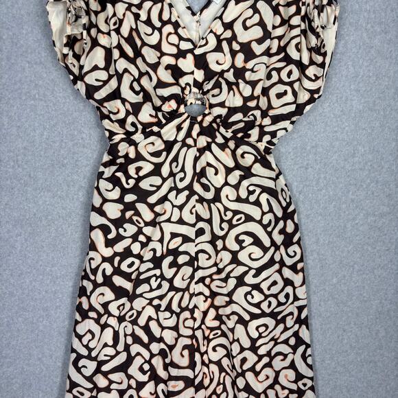 Sincerely Jules Dress Medium Cut Out Key Ruched Resort Mediterranean Cotton Midi - Picture 3 of 14